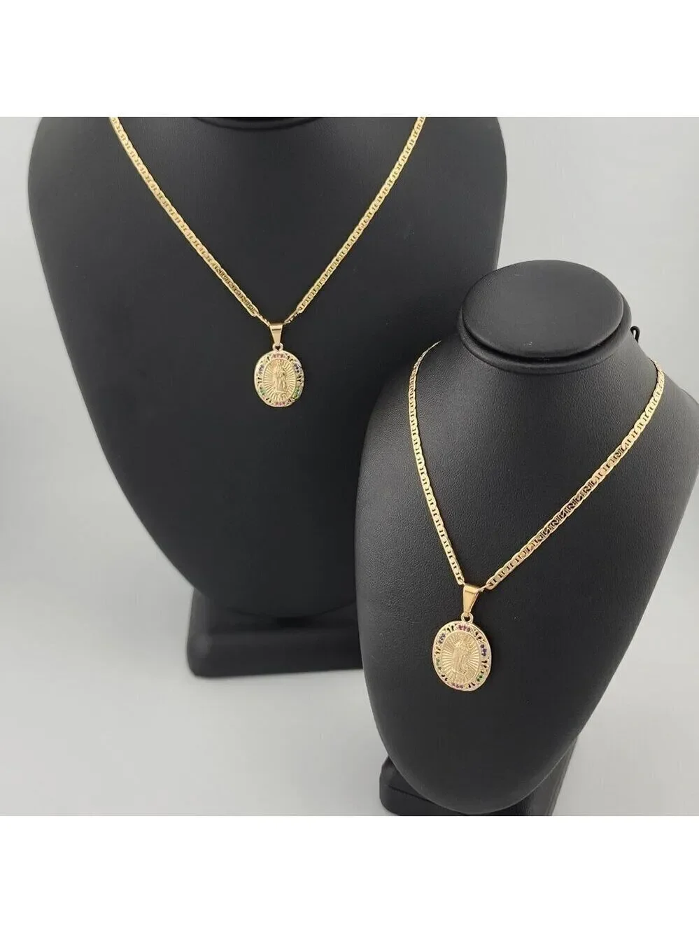 Brand New Brazilian 18k Gold Filled Virgen de Guadalupe Necklace